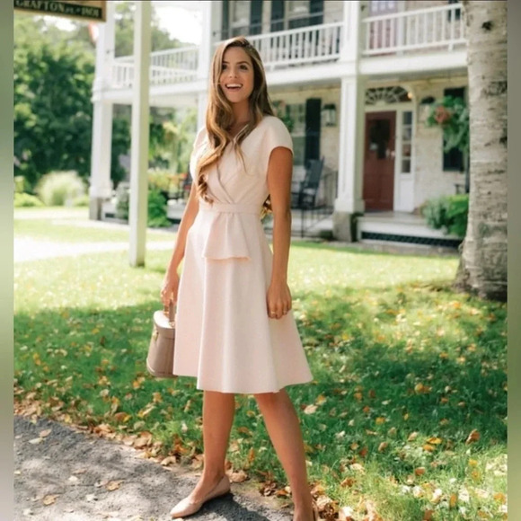 Gal Meets Glam Lydia Dress Blush Pink Neutral Classic Minimalist Size 4 - Picture 2 of 12